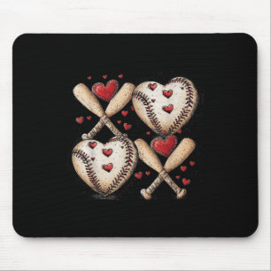 Tapis De Souris Valentines de baseball Retro Jour Xoxo Funny Kids