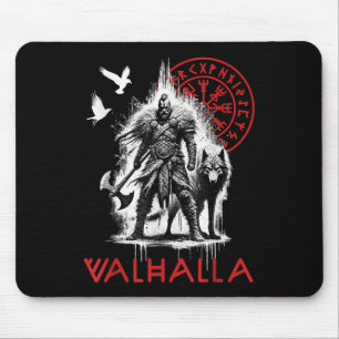 Tapis De Souris Valhalla Odin Loup Et Corbeau Runes Viking Norvégi
