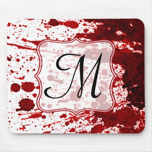 Tapis De Souris Vampire Saignement de sang Monogramme Souris initi (Devant)