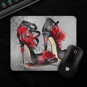 Tapis De Souris Vampy Strappy Stilettos   Roses rouges talons sur