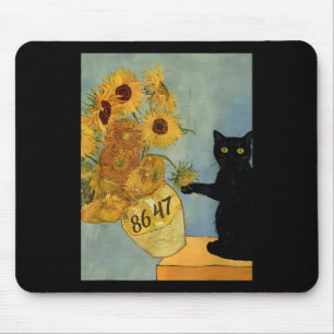 Tapis De Souris Van Gogh Chat noir avec tournesol 8647 Res subtile