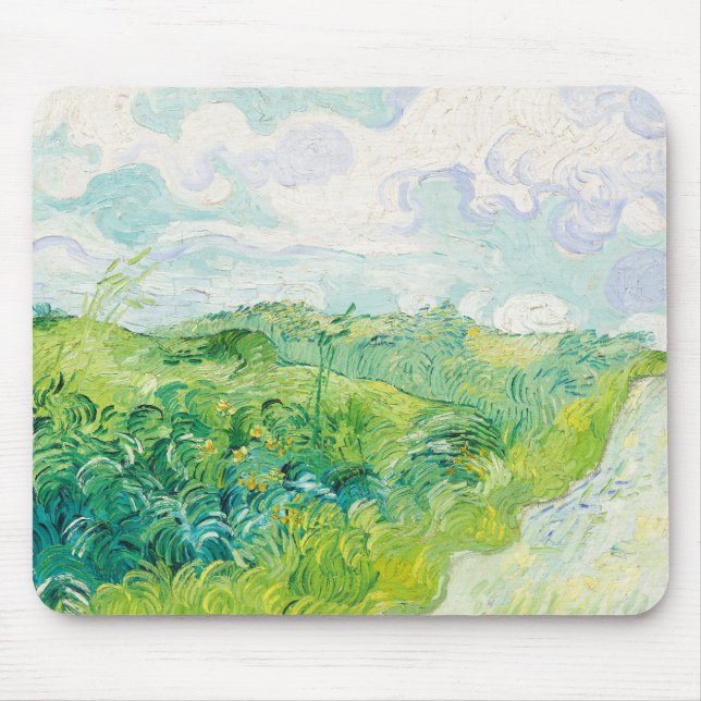 Tapis De Souris Van Gogh. Green Blé Fields Auvers. Impressionnisme (Devant)