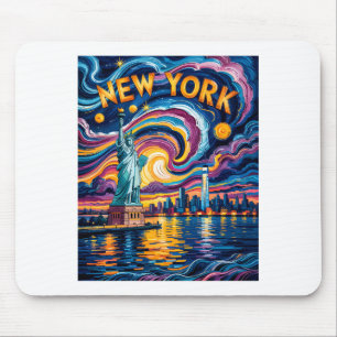 Tapis De Souris Van Gogh Nuit Étoilée Art New York Liberté Skyline