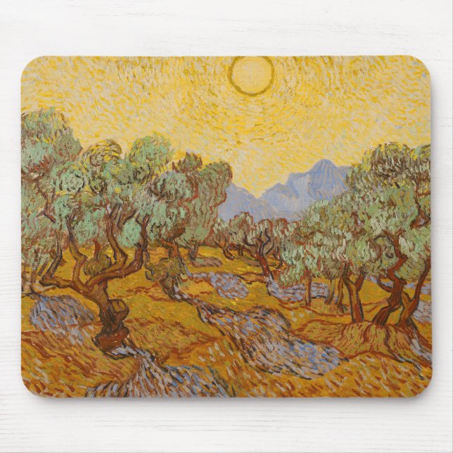 Tapis De Souris Van Gogh Olive Trees Soleil Jaune Ciel (Devant)