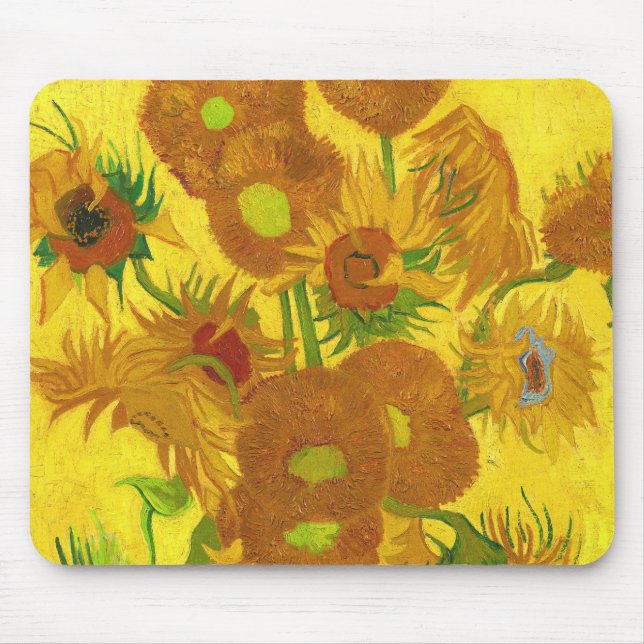 Tapis De Souris Van Gogh Quinze Tournesols Dans Un Vase Art (Devant)