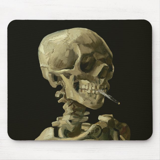 Tapis De Souris Van Gogh, squelette avec une cigarette allumée (Devant)