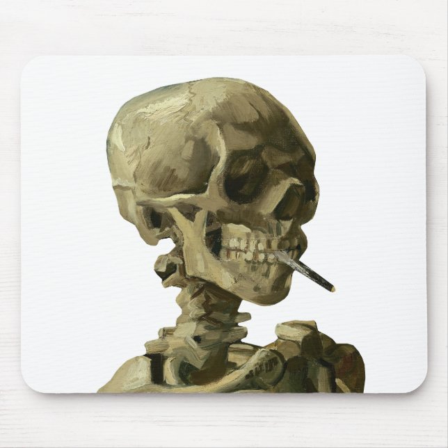 Tapis De Souris Van Gogh, squelette avec une cigarette allumée (Devant)