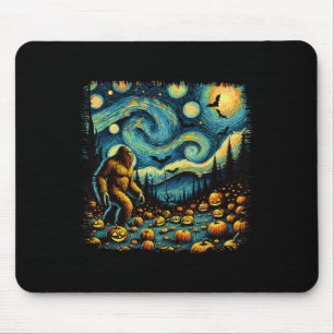 Tapis De Souris Van Gogh Starry Nuit Halloween Big Foot Citrouille