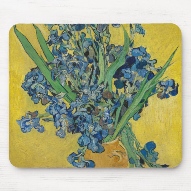 Tapis De Souris Van Gogh Vase avec Irises sur Yellow (Devant)