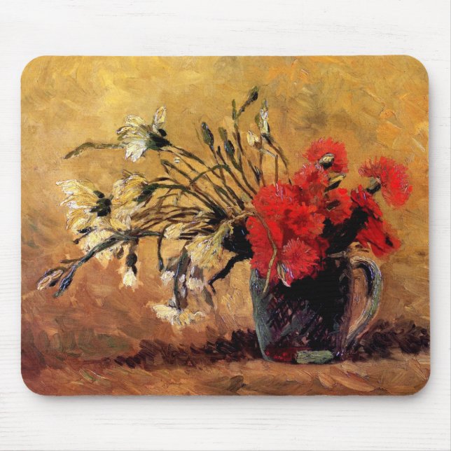 Tapis De Souris Van Gogh - Vase avec oeillets rouges et blancs (Devant)