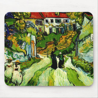 Tapis De Souris Van Gogh - Village Street et Marches à Auvers,