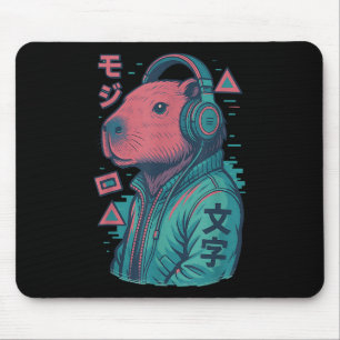 Tapis De Souris Vaporwave Capybara Anime d'art japonais Manga Ukiy