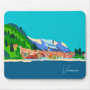 Tapis De Souris Varenna Lake Côme Italie Illustration Voyage