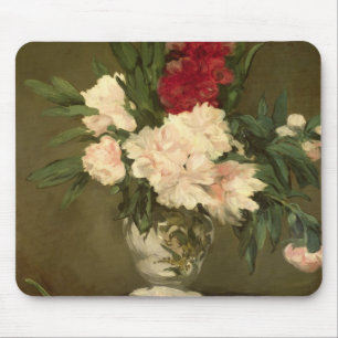 Tapis De Souris Vase à Manet de pivoines sur un petit piédesta