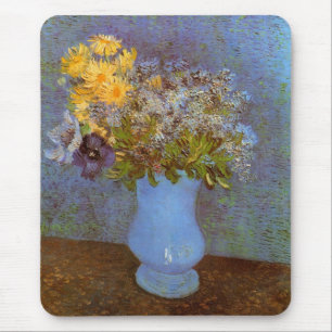 Tapis De Souris Vase aux lilas et aux marguerites de Vincent van G