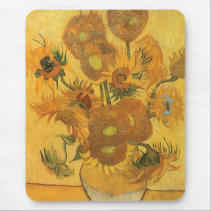 Tapis De Souris Vase avec 15 tournesols par Vincent van Gogh