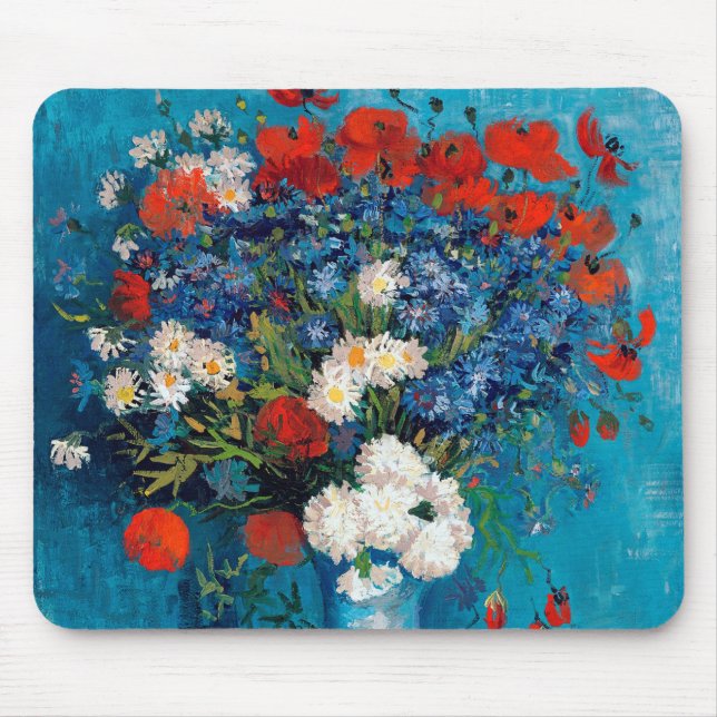 Tapis De Souris Vase avec Cornflowers et Poppies, Van Gogh (Devant)