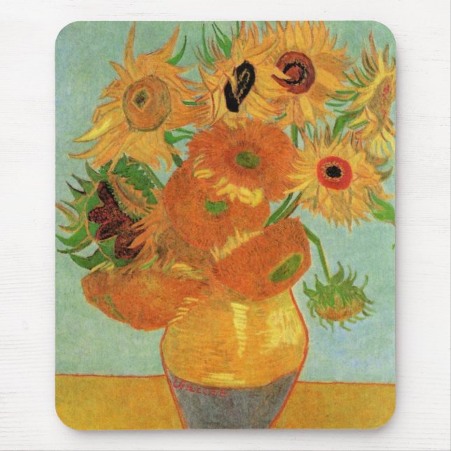 Tapis De Souris Vase avec douze tournesols par Vincent van Gogh (Devant)