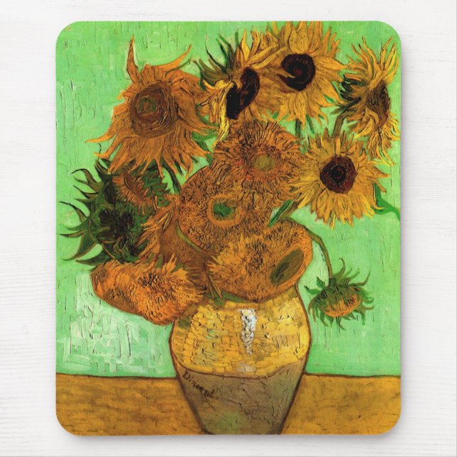 Tapis De Souris Vase avec douze tournesols par Vincent van Gogh (Devant)