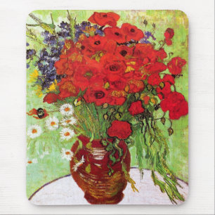 Tapis De Souris Vase avec marguerites et pavois, Van Gogh