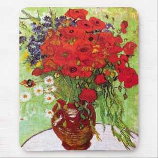 Tapis De Souris Vase avec marguerites et pavois, Van Gogh