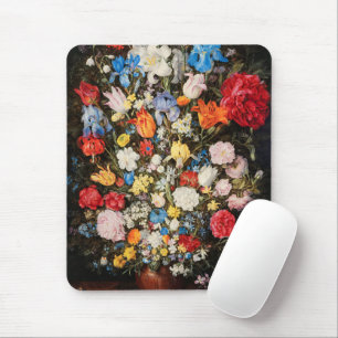 Tapis De Souris Vase de fleurs avec bijoux, pièces et coquilles, 1