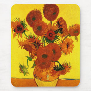 Tapis De Souris Vase Still Life avec 15 tournesols Vincent van Gog