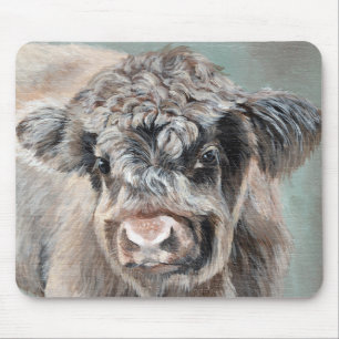 Tapis De Souris Veau des Highlands Écossais sur fond vert