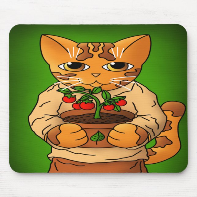 Tapis De Souris Vegan Gardener Chat (Devant)