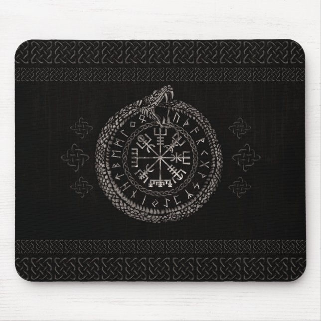 Tapis De Souris Vegvisir avec Ouroboros et runes (Devant)