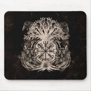 Tapis De Souris Vegvisir -Yggdrasil Avec Ravens & Loups