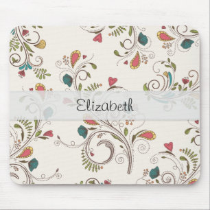 Tapis De Souris Vélin piqué par remous jaune turquoise rose de