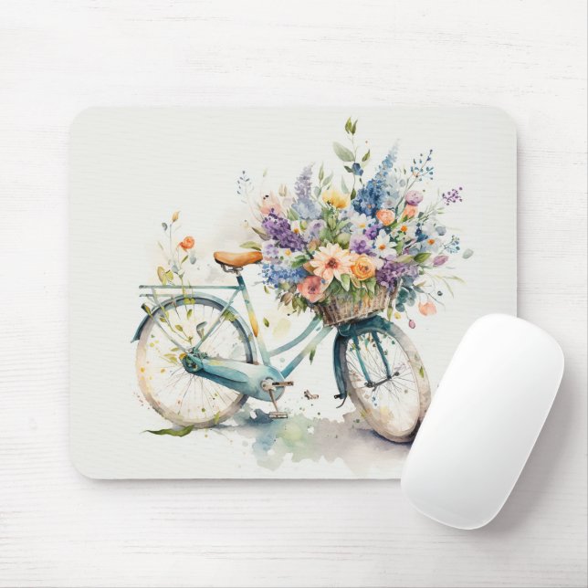 Tapis De Souris Vélo Avec Panier À Fleurs (Avec souris)