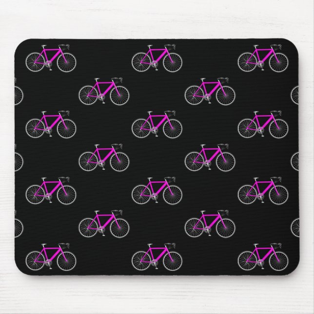 Tapis De Souris vélo rose sur noir (Devant)