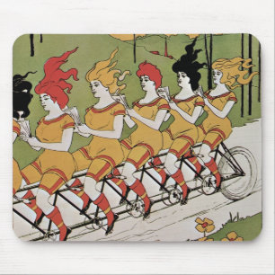 Tapis De Souris Vélo tandem Art nouveau vintage