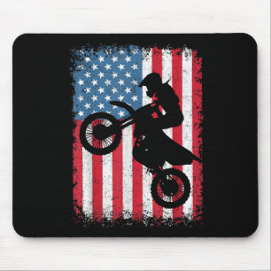 Tapis De Souris Vélo Tout Terrain Drapeau Américain Motocross Bike