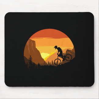 Tapis De Souris Vélo tout terrain Rétro Coucher de soleil Sentier