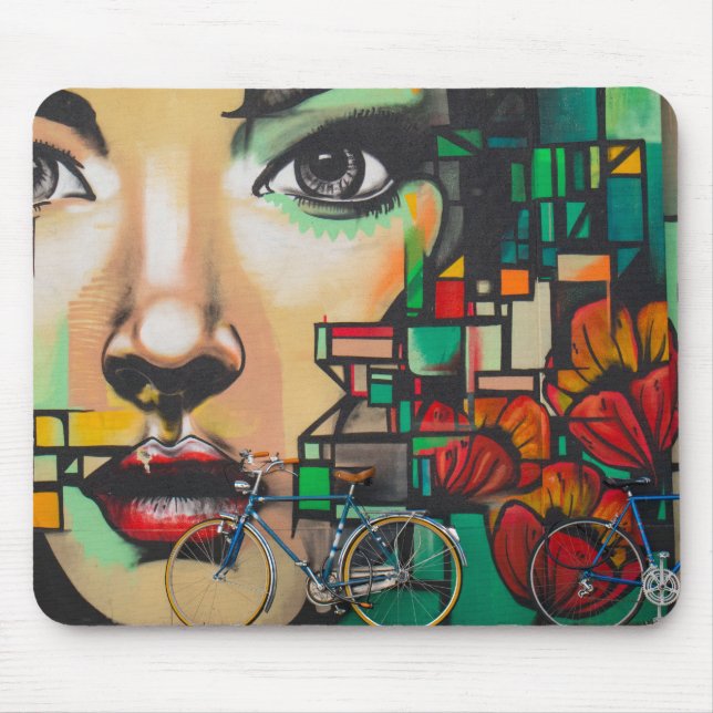 Tapis De Souris Vélos sur le mur de Graffiti (Devant)