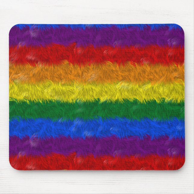 Tapis de souris velu d'arc-en-ciel de Faux (Devant)