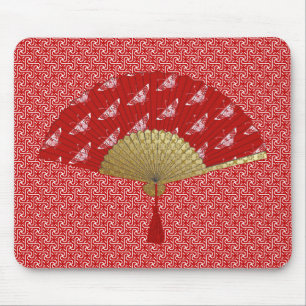 Tapis De Souris Ventilateur déco - Papillons, rouge foncé et blanc