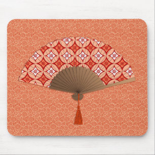Tapis De Souris Ventilateur Japonais, Shippo Motif, Mandarin Orang