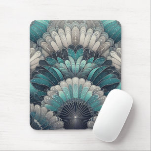 Tapis De Souris Ventilateurs Art Nouveau bleu et argent