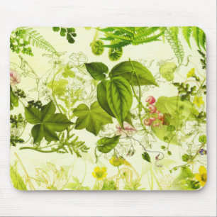 Tapis De Souris Verdure Vintage Fleurs sauvages botaniques Aquarel