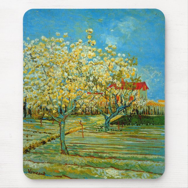 Tapis De Souris Verger en fleurs par Vincent van Gogh (Devant)