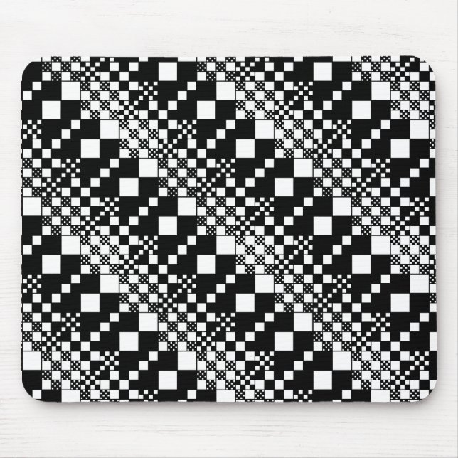 Tapis De Souris Vérifié, Chèques - noir et blanc (Devant)