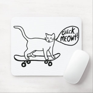 Tapis De Souris VÉRIFIER MEOWT Skateboard Cat