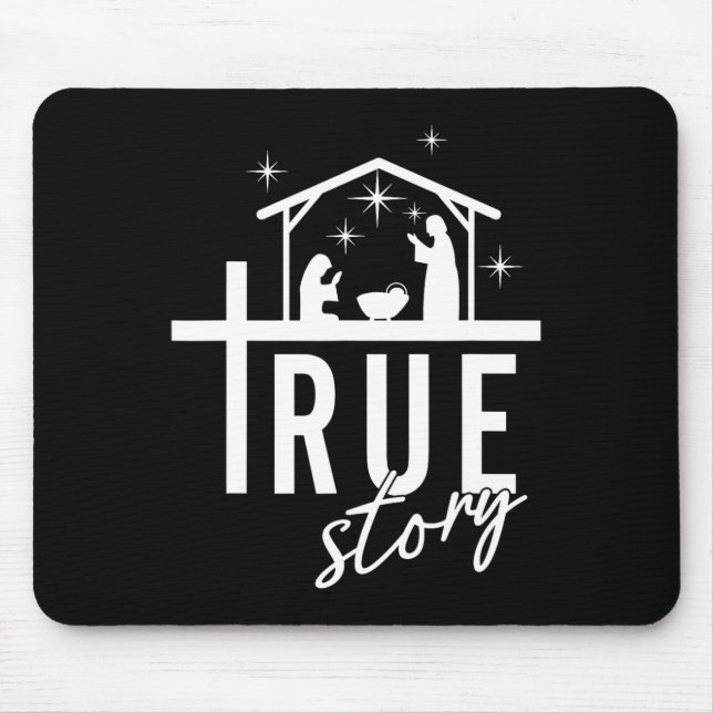 Tapis De Souris Véritable Histoire De Jésus Naissance Noël Scène D (Devant)