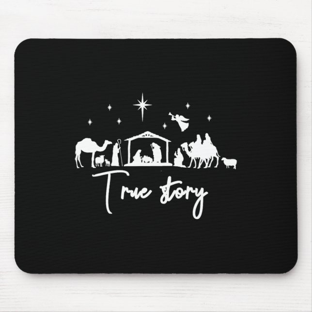 Tapis De Souris Véritable histoire nativité Noël bébé (Devant)