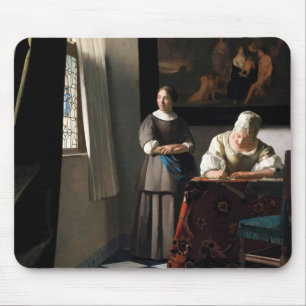 Tapis De Souris Vermeer - Lady Écrire une lettre avec sa bonne