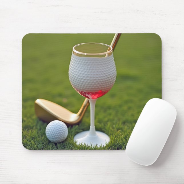 Tapis De Souris Verre À Vin De Boule De Golf Avec Putter (Avec souris)